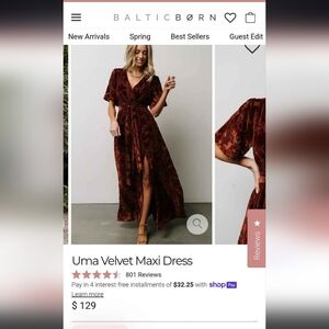 Uma Velvet Maxi Dress in Rich Brown